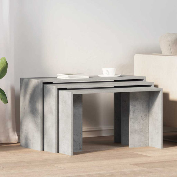VidaXL Nesting Tables Set Of 3 White Engineered Wood Space Saving For Living Room